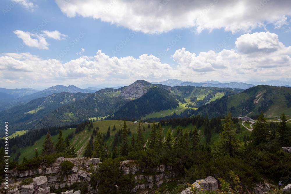Obraz premium Mountain hiking Wallberg and Setzberg mountain, Bavaria, Germany