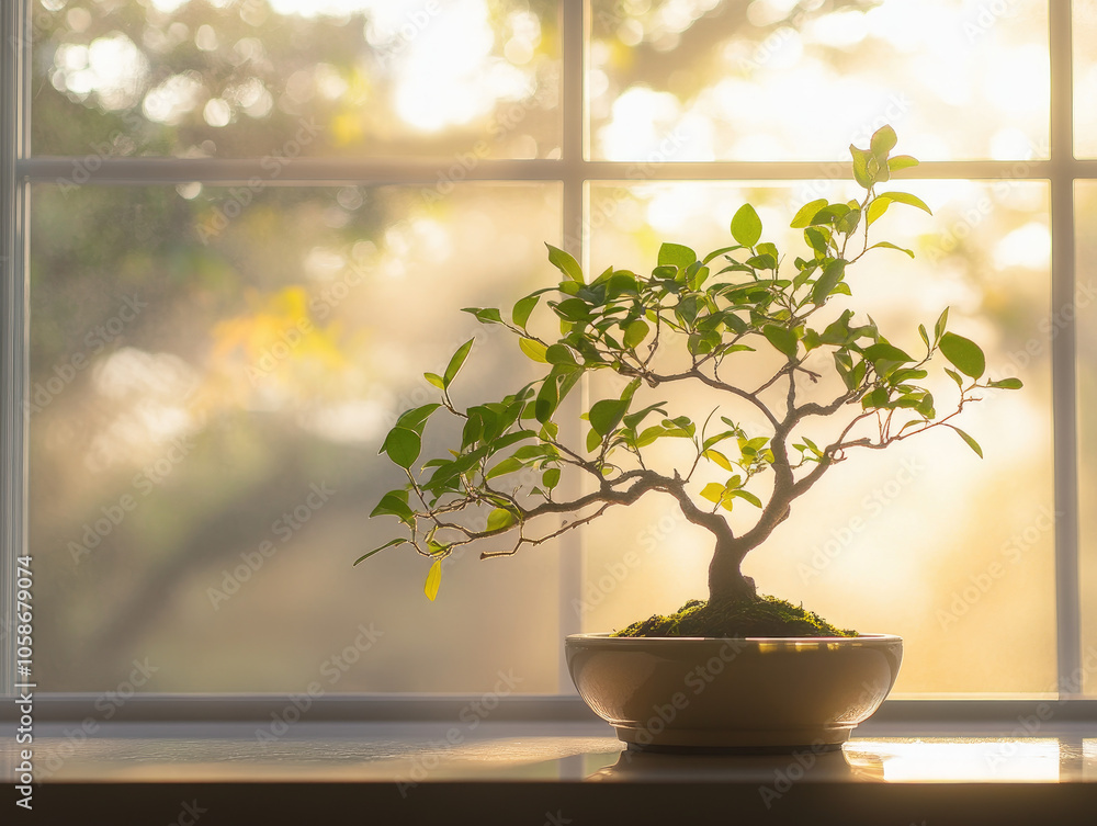 Serene Moment Captured with a Miniature Bonsai Serene Moment Captured with a Miniature Bonsai