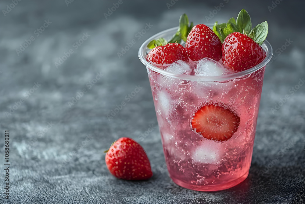 Strawberry Mint Iced Drink Photo Strawberry Mint Iced Drink Photo