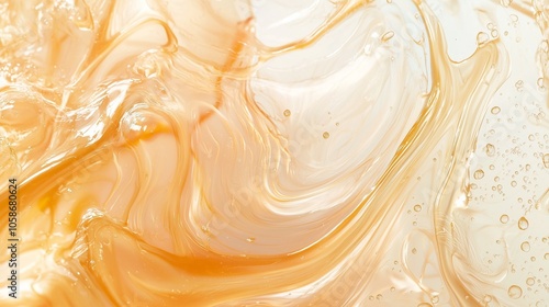 Swirling patterns of cream gel texture, evoking purity and skincare. Cosmetic products.