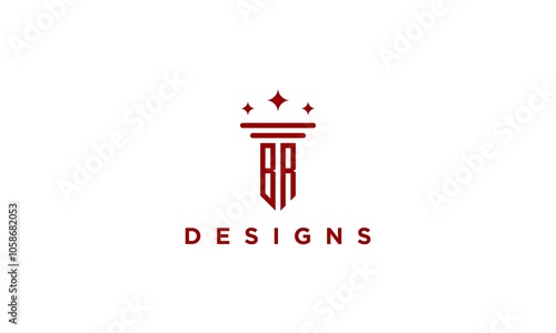 letter br or rb initial pillar luxury monogram law lawyer logo design photo