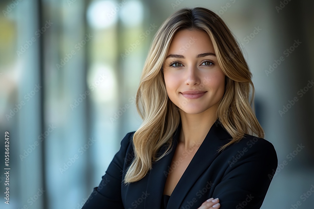Confident Businesswoman Headshot with Determined Look Confident Businesswoman Headshot with Determined Look