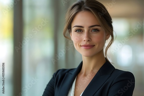 Free Download Confident Businesswoman in a Black Blazer - Office Portrait - GFXLoad
