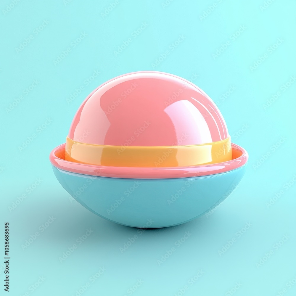 Pastel Colored Spherical Container on Turquoise Background Pastel Colored Spherical Container on Turquoise Background