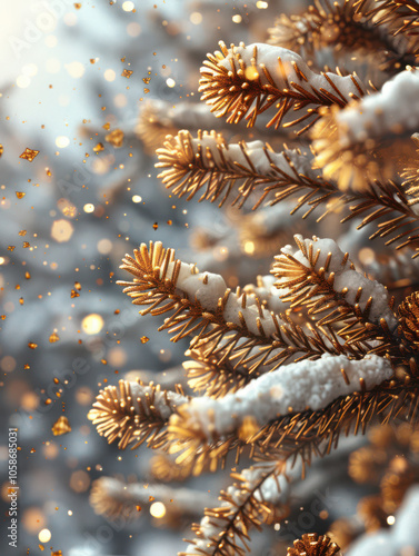 Obraz na płótnie Festive Winter Wonderland with Berry and Pine Accents Background, Card or Backdrop w salonie