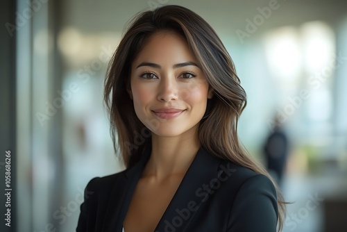 Confident Businesswoman in Black Blazer Smiling in Office1 photo