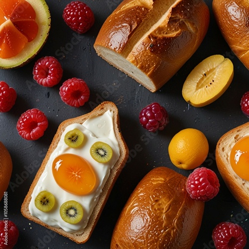 Breakfast bread and jelly fresh food for family