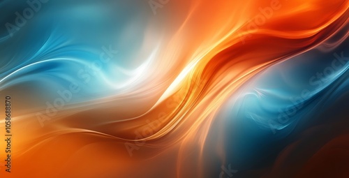 Abstract Blue and Orange Flowing Lines - Digital Art