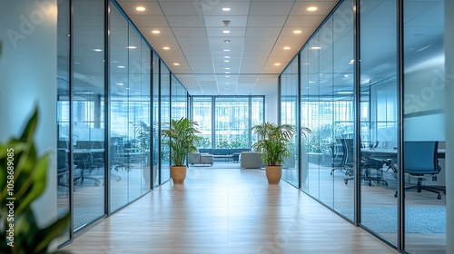 Wallpaper Mural Blurred office space with glass doors and meeting room in the background Torontodigital.ca