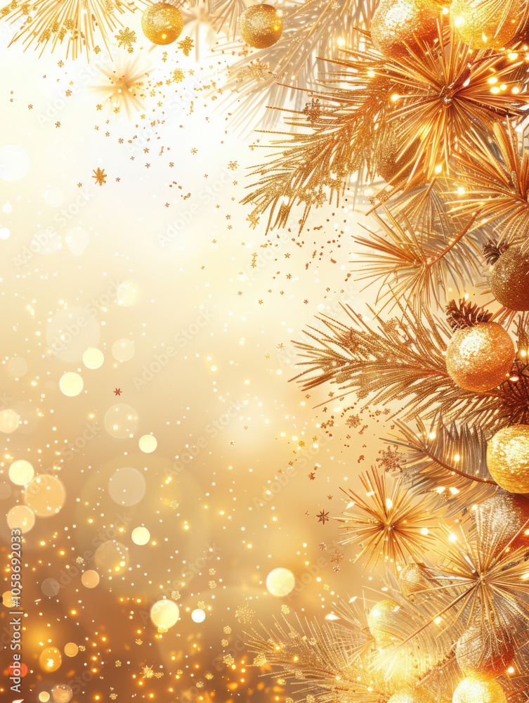 Festive Winter Wonderland with Berry and Pine Accents Background, Card or Backdrop
