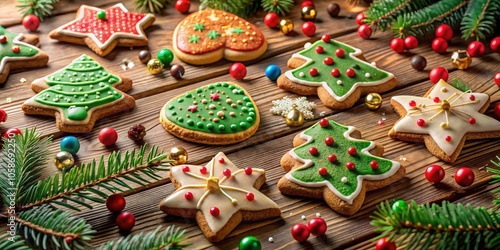 Handcrafted Christmas Cookies in a Festive Setting with Merry Christmas Message