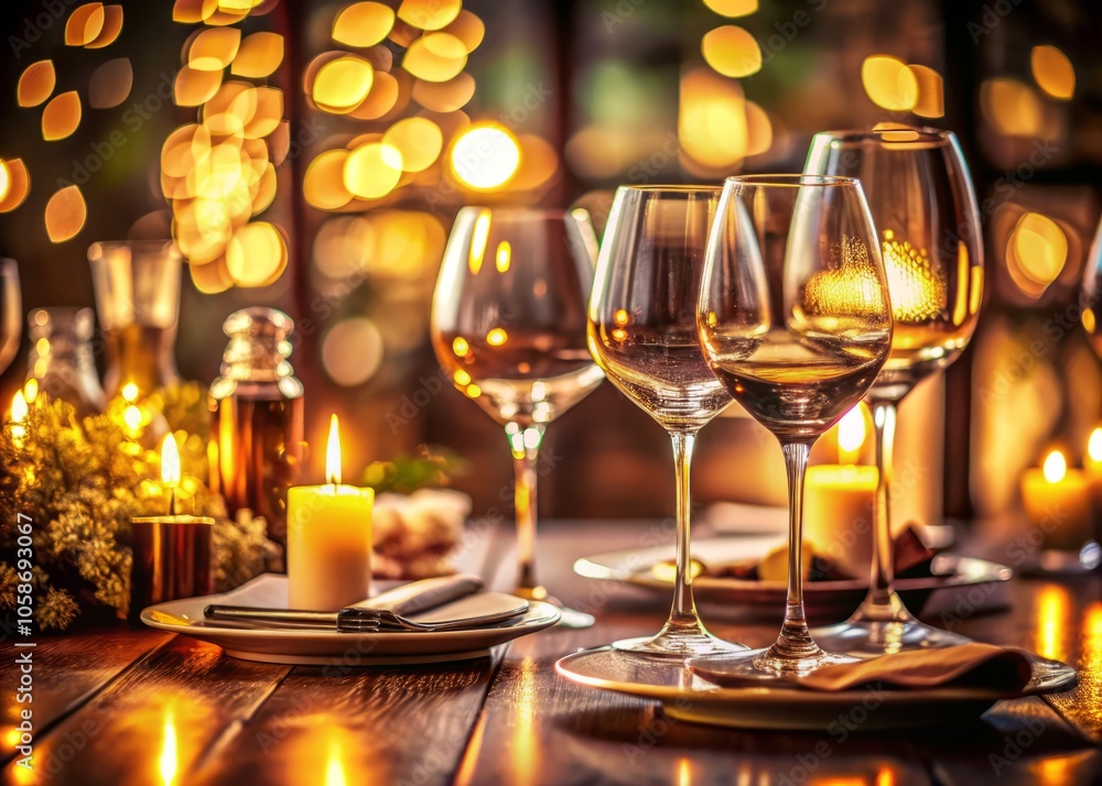 Elegant wine glasses enhance low light photography, creating a romantic atmosphere and refined decor, perfect for fine dining, wine tasting, and a classy gourmet experience. Elegant wine glasses enhance low light photography, creating a romantic atmosphere and refined decor, perfect for fine dining, wine tasting, and a classy gourmet experience.