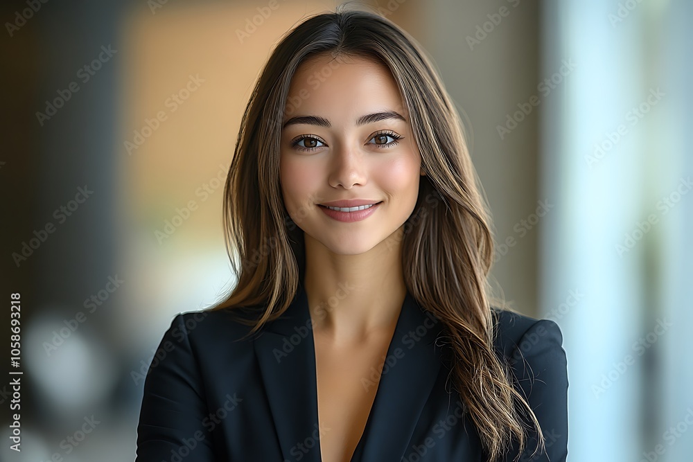 Confident Businesswoman in Black Suit Portrait Confident Businesswoman in Black Suit Portrait