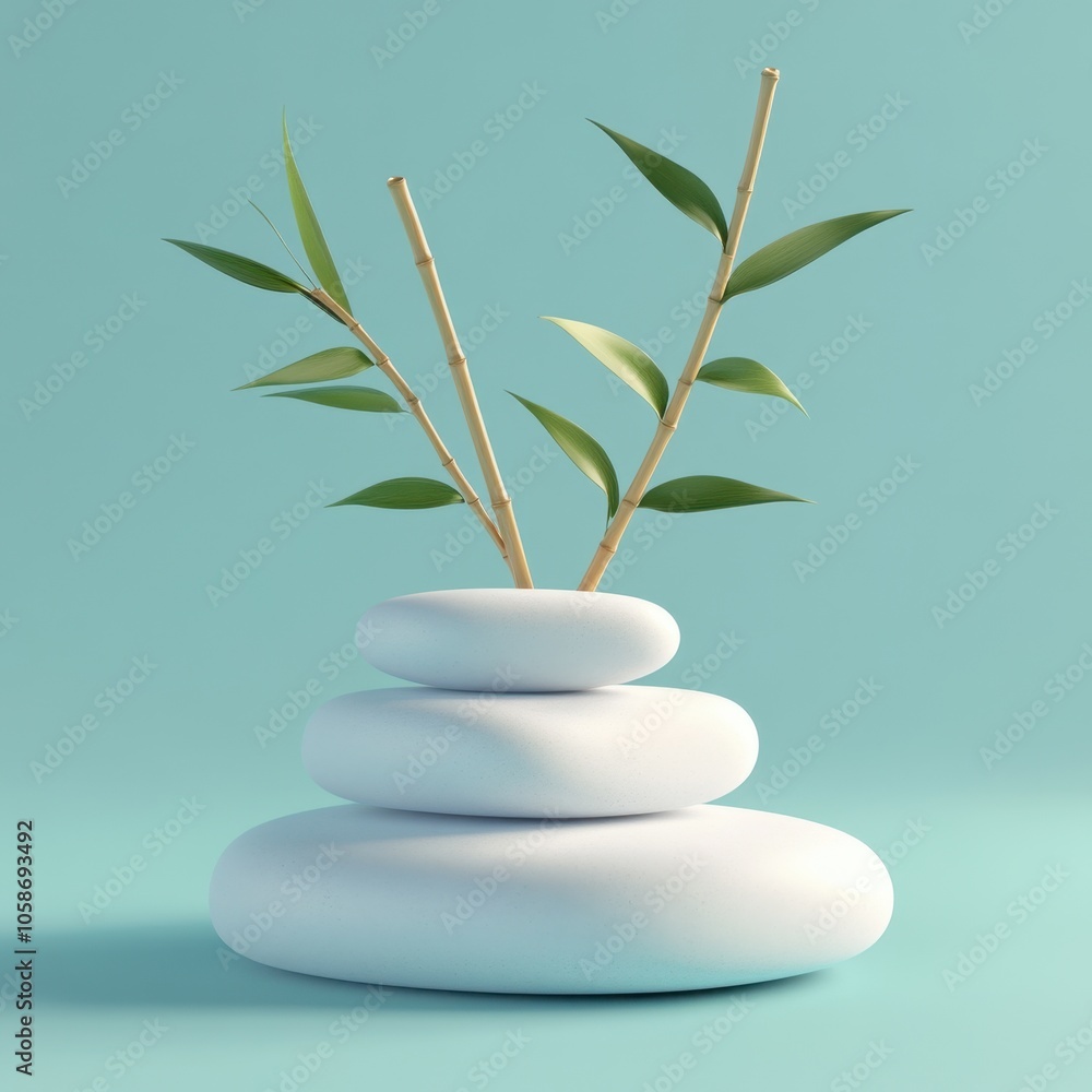 Serene Zen Balance: Tranquil Leaves and Stones Serene Zen Balance: Tranquil Leaves and Stones