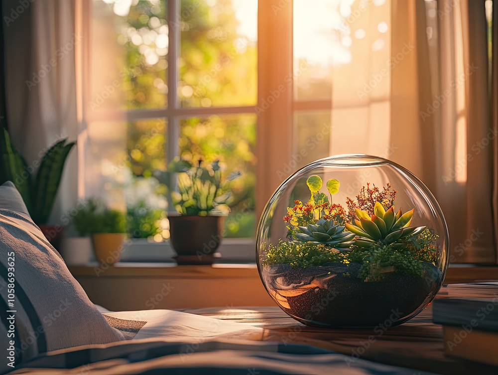Succulent Garden in a Peaceful Indoor Setting Succulent Garden in a Peaceful Indoor Setting