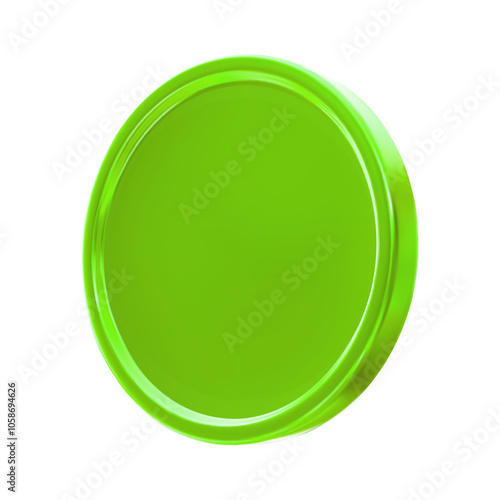 3d render realistic green metal coin blank medal vector illustration isolated