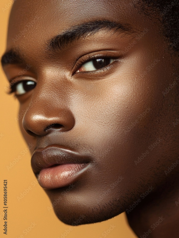 custom made wallpaper toronto digitalCaptivating Close up Portrait of a Stylish Young African American Man with Warm Toned Skin