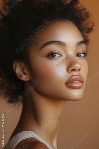 Captivating Portrait of a Confident and Radiant Woman with Glowing Natural Beauty