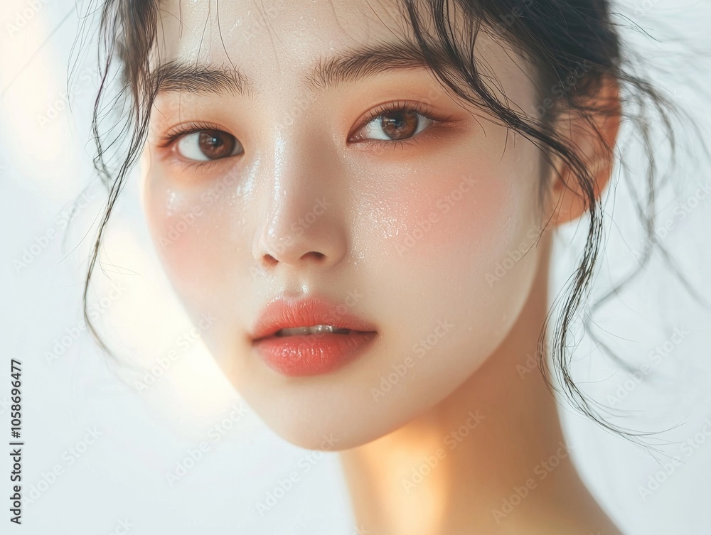 Captivating portrait of a young Korean woman with flawless skin and elegant features Captivating portrait of a young Korean woman with flawless skin and elegant features
