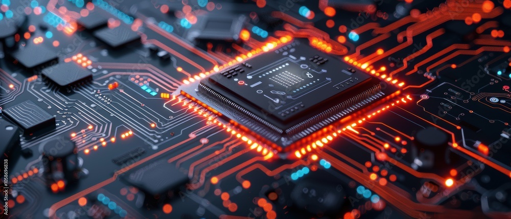 High-Resolution Circuit Board with LED Lights High-Resolution Circuit Board with LED Lights