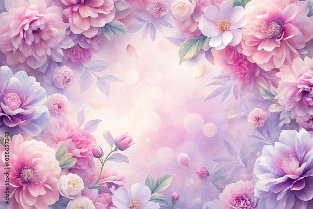 Soft petal floral pattern with pastel shades of pink and purple, spring theme, soft focus, flower arrangement Soft petal floral pattern with pastel shades of pink and purple, spring theme, soft focus, flower arrangement