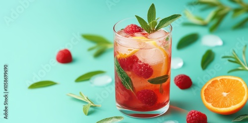 Refreshing iced tea infused with vibrant herbs and fresh fruits for a delightful summer drink.