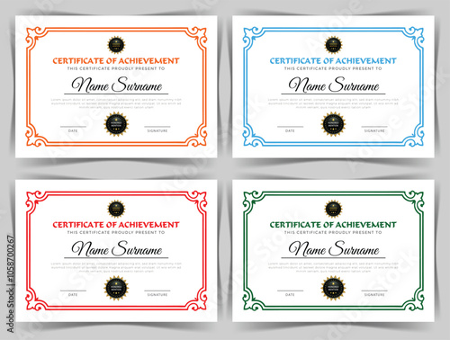 New Certificate of Achievement Template Design Print Ready 