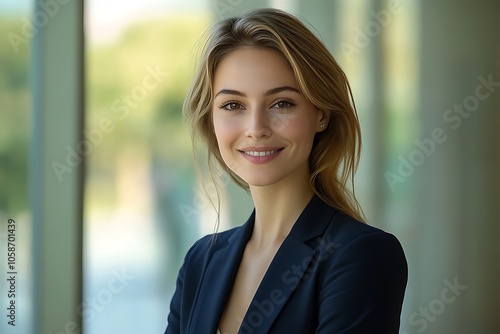 Confident Businesswoman in Stylish Suit, Smiling with Optimism Free Download Confident Businesswoman in Stylish Suit, Smiling with Optimism - GFXLoad