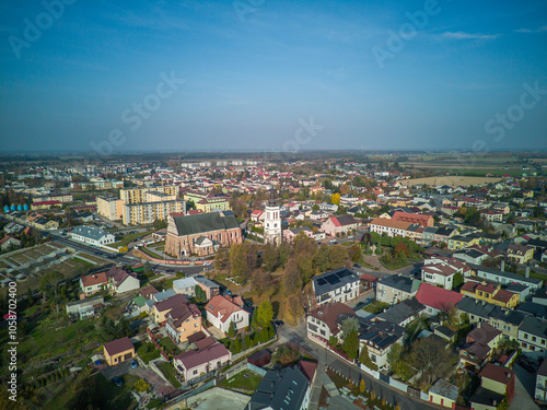 Obraz na płótnie The city of Uniejow seen from above, Poland. w salonie