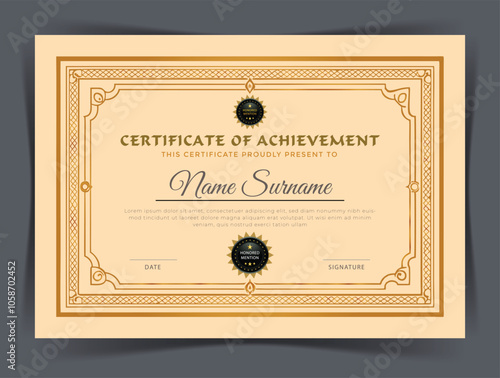 New Certificate of Achievement Template Design Print Ready 