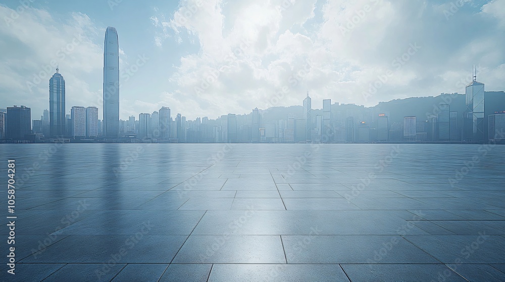 Manhattan, Dubai, Shanghai, and Hong Kong City Centers with Platforms, Roads, Parking Lots, and Brick Pavements for Car Advertisement Background Manhattan, Dubai, Shanghai, and Hong Kong City Centers with Platforms, Roads, Parking Lots, and Brick Pavements for Car Advertisement Background