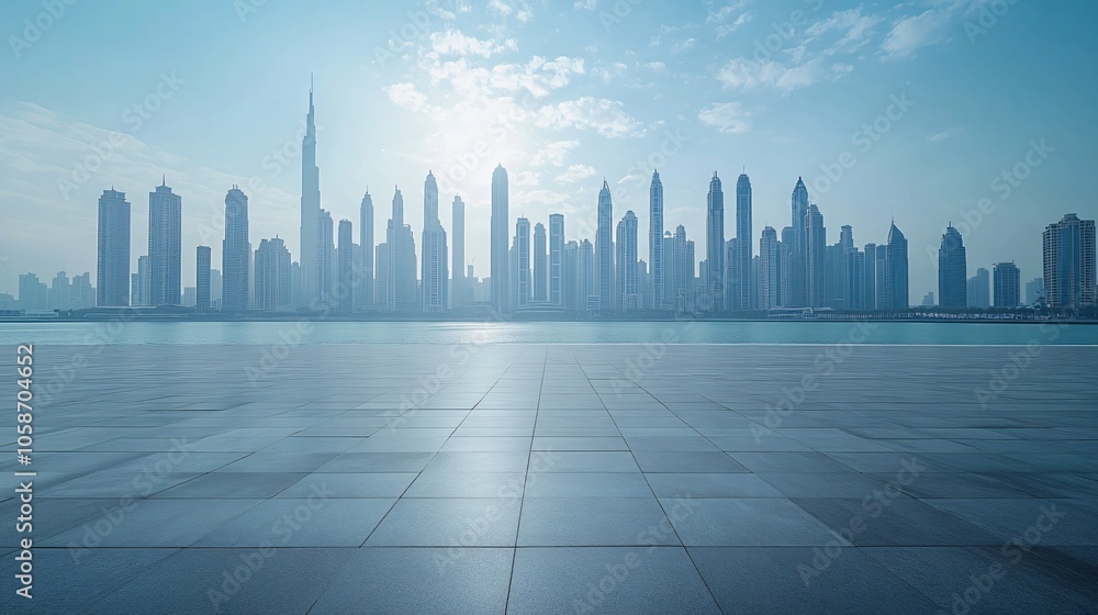 Manhattan, Dubai, Shanghai, and Hong Kong City Centers with Platforms, Roads, Parking Lots, and Brick Pavements for Car Advertisement Background Manhattan, Dubai, Shanghai, and Hong Kong City Centers with Platforms, Roads, Parking Lots, and Brick Pavements for Car Advertisement Background