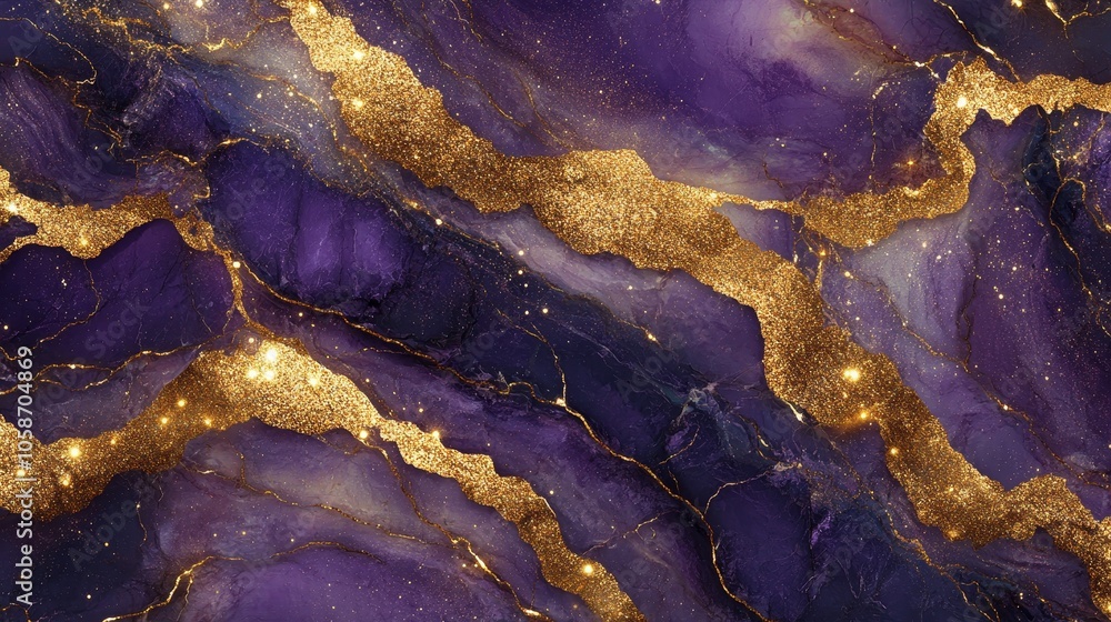 Elegant Luxurious Dark Purple and Gold Marble Texture Background ...