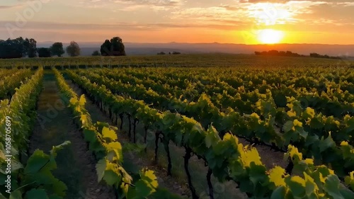 Golden Sunset in Wine Country: 4K Time-Lapse of a Tranquil Vineyard at Dusk