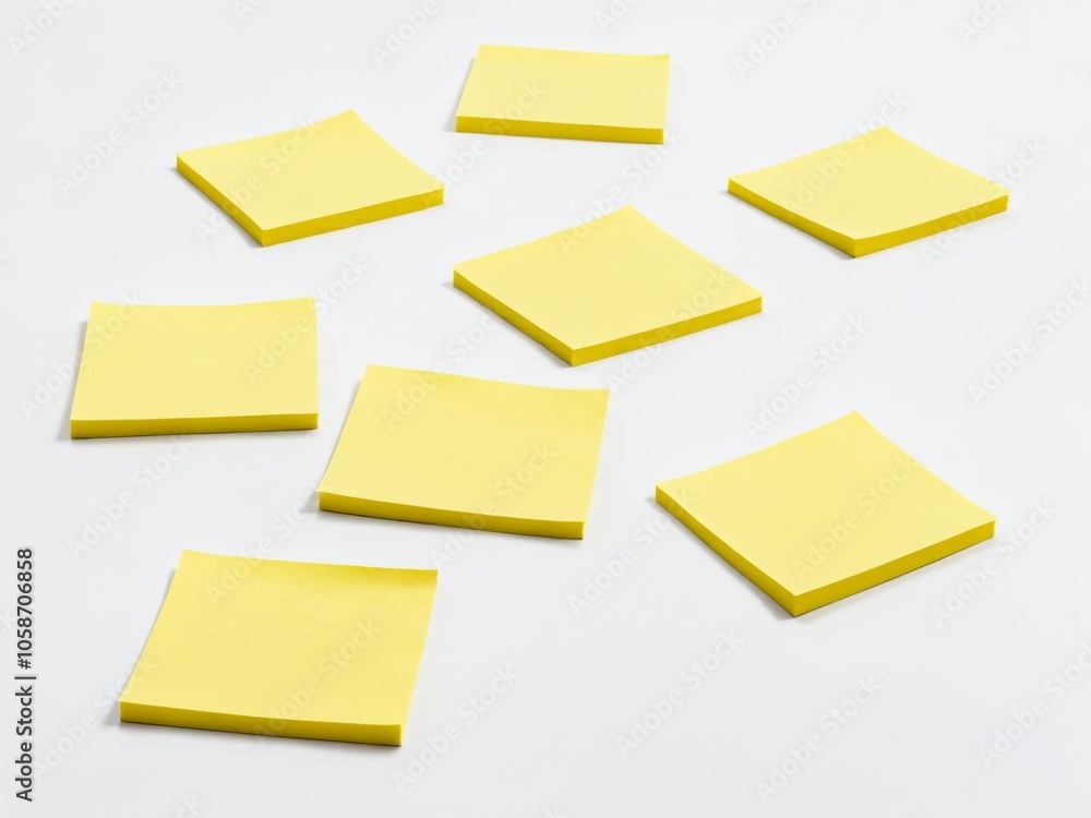 Collection of square sticky notes scattered on a plain background Collection of square sticky notes scattered on a plain background