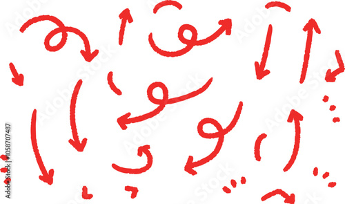 赤いざらつきのある矢印