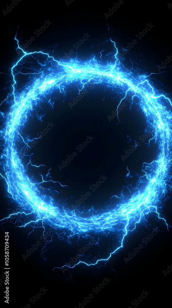 Blue Electric Lightning Abstract Background