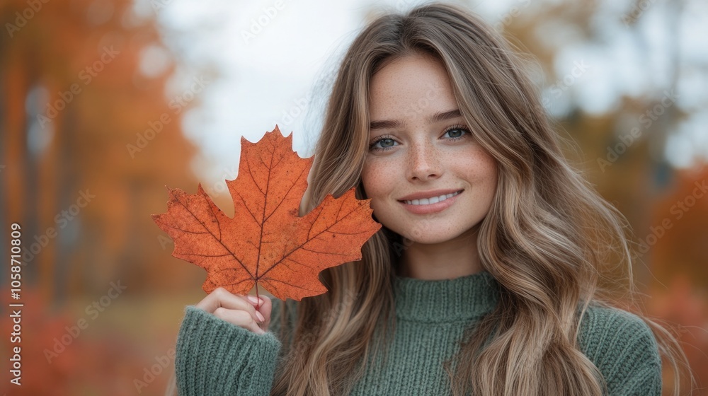 A woman holding a leaf in her hand A woman holding a leaf in her hand