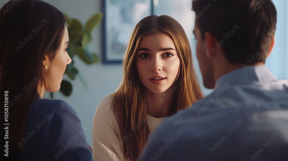 Young Couple Meeting in Office Setting Young Couple Meeting in Office Setting