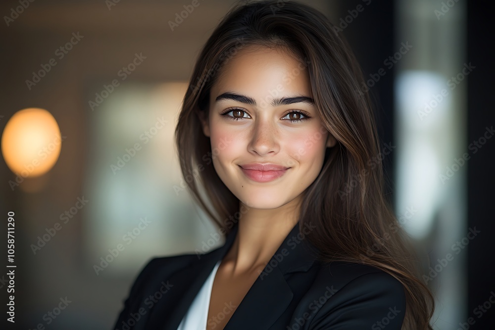 Fototapeta premium Confident Businesswoman with Casual Style and Warm Smile