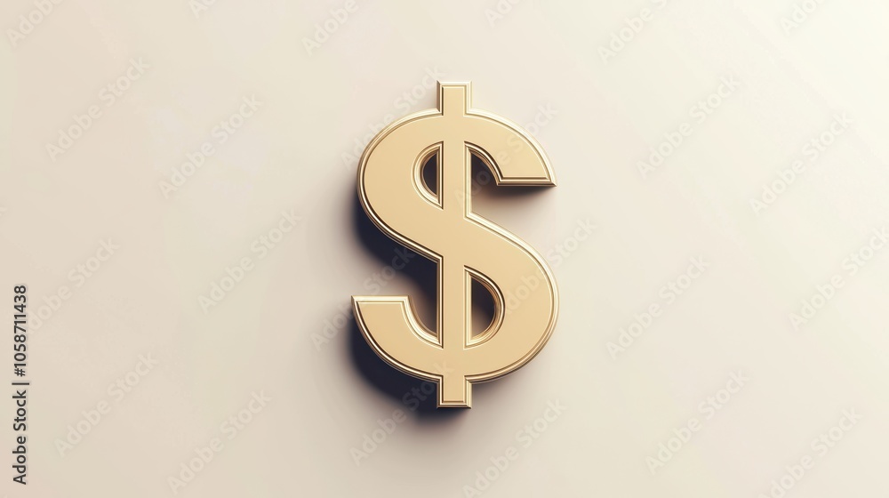 Golden Dollar Sign Symbol on a Light Background Golden Dollar Sign Symbol on a Light Background
