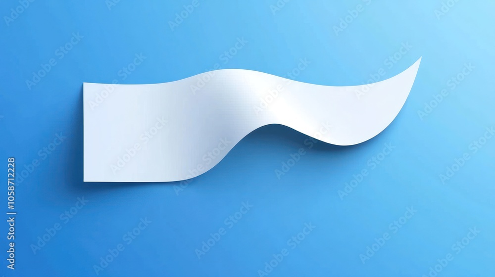 A white paper flag waving in the wind against a blue background. A white paper flag waving in the wind against a blue background.
