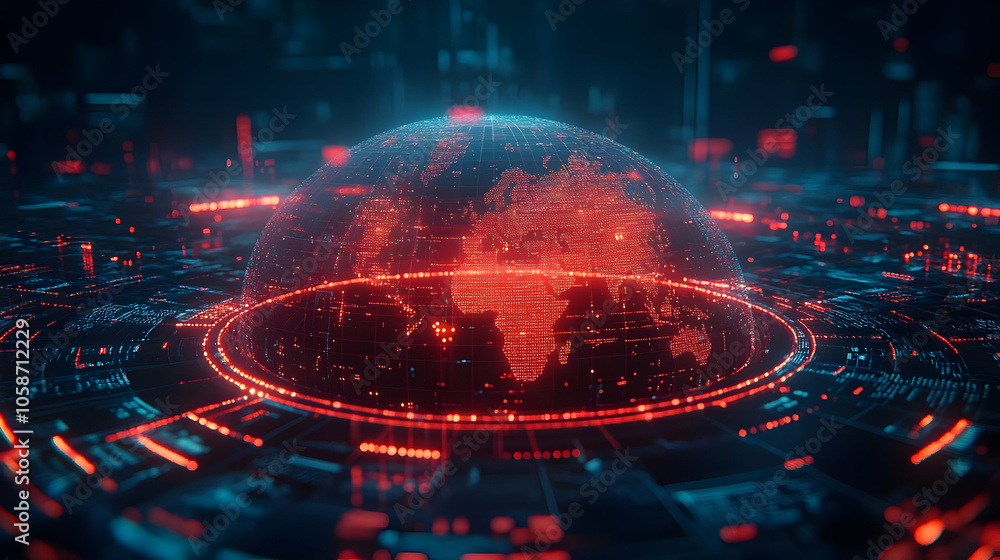 3D Digital Earth Illustration: Global Network and Data Exchange 3D Digital Earth Illustration: Global Network and Data Exchange