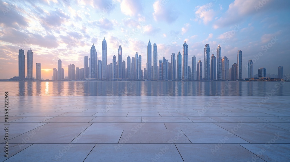 Manhattan, Dubai, Shanghai, and Hong Kong City Centers with Platforms, Roads, Parking Lots, and Brick Pavements for Car Advertisement Background Manhattan, Dubai, Shanghai, and Hong Kong City Centers with Platforms, Roads, Parking Lots, and Brick Pavements for Car Advertisement Background