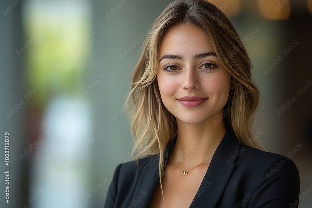 Confident Businesswoman with Gold Necklace Portrait Confident Businesswoman with Gold Necklace Portrait