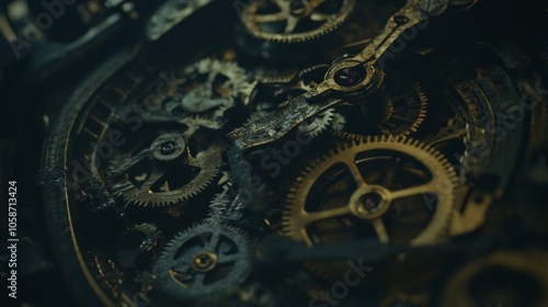 A close up of a clock with a lot of gears
