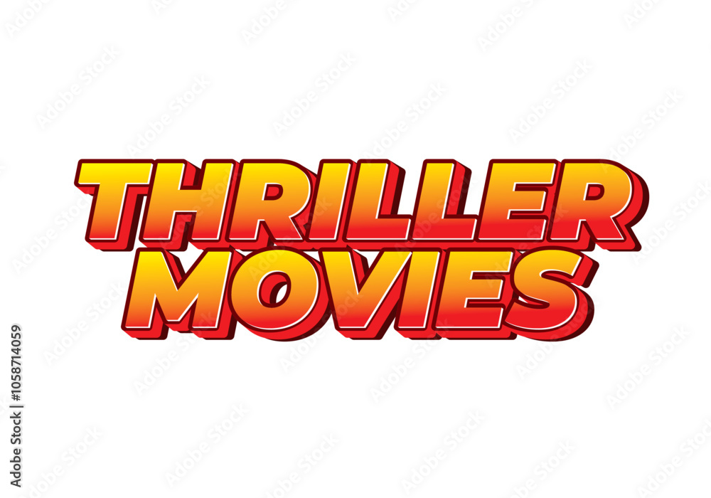 Thriller movies. Text effect in modern colors and 3D style Thriller movies. Text effect in modern colors and 3D style