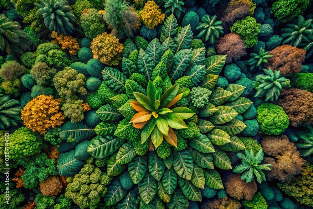 Stunning Aerial View of Harmonious Green and Dried Leaf Patterns Captured by Drone Photography for Nature and Environmental Aesthetics Stunning Aerial View of Harmonious Green and Dried Leaf Patterns Captured by Drone Photography for Nature and Environmental Aesthetics