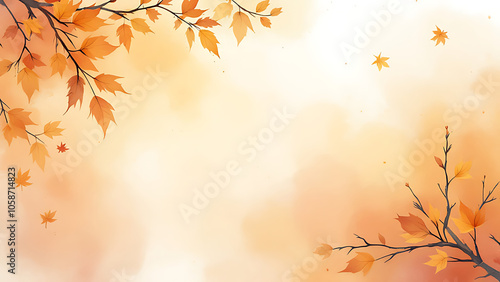 Watercolor autumn leaves background