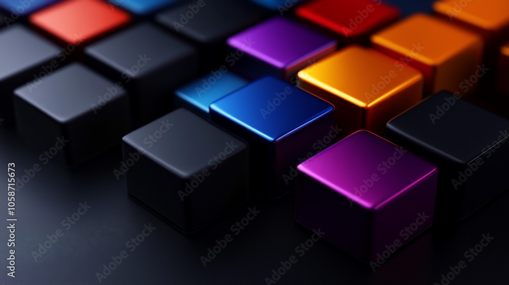 Abstract pattern of colorful cubes with black background. Abstract pattern of colorful cubes with black background.